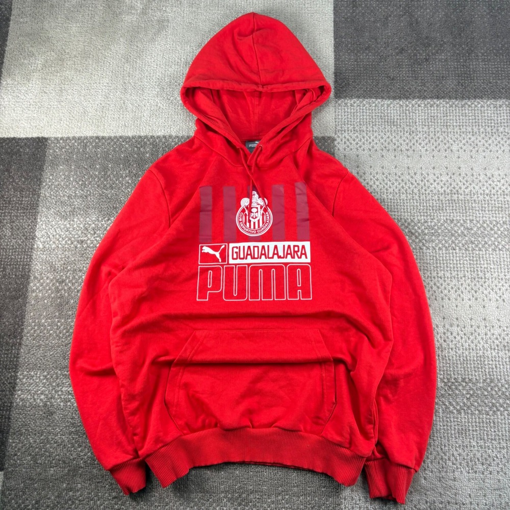 Puma Mens Chivas Guadalajara Soccer Hoodie Red Graphic Sweatshirt 768745-02 M